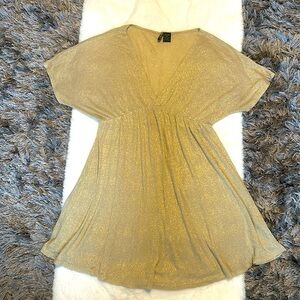 Soft, metallic gold Boho flare blouse